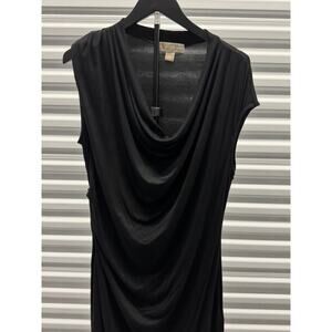 Michael Kors Black Knit Jersey Cowl Neck Sleeveless Dress L